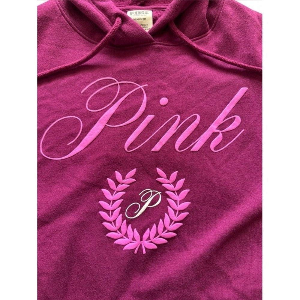 Pink Victoria's Secret Purple Cropped Hoodie with Flare Sweatpants Size Small - Picture 11 of 15